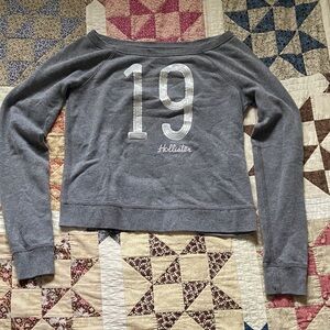 Hollister Charcoal Boat Neck Top